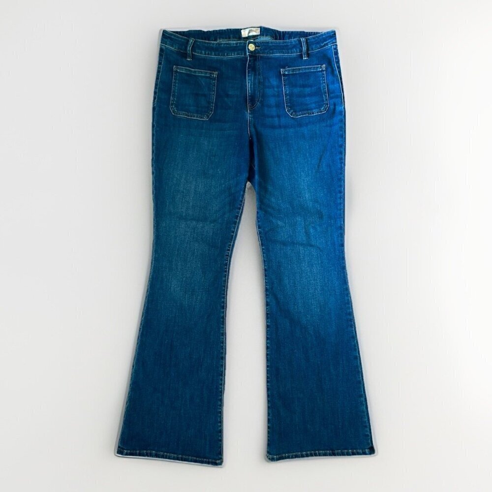 KUT from the Cloth Ana High Rise Flare Jeans Stretch Blue Womens Size 18 Tall